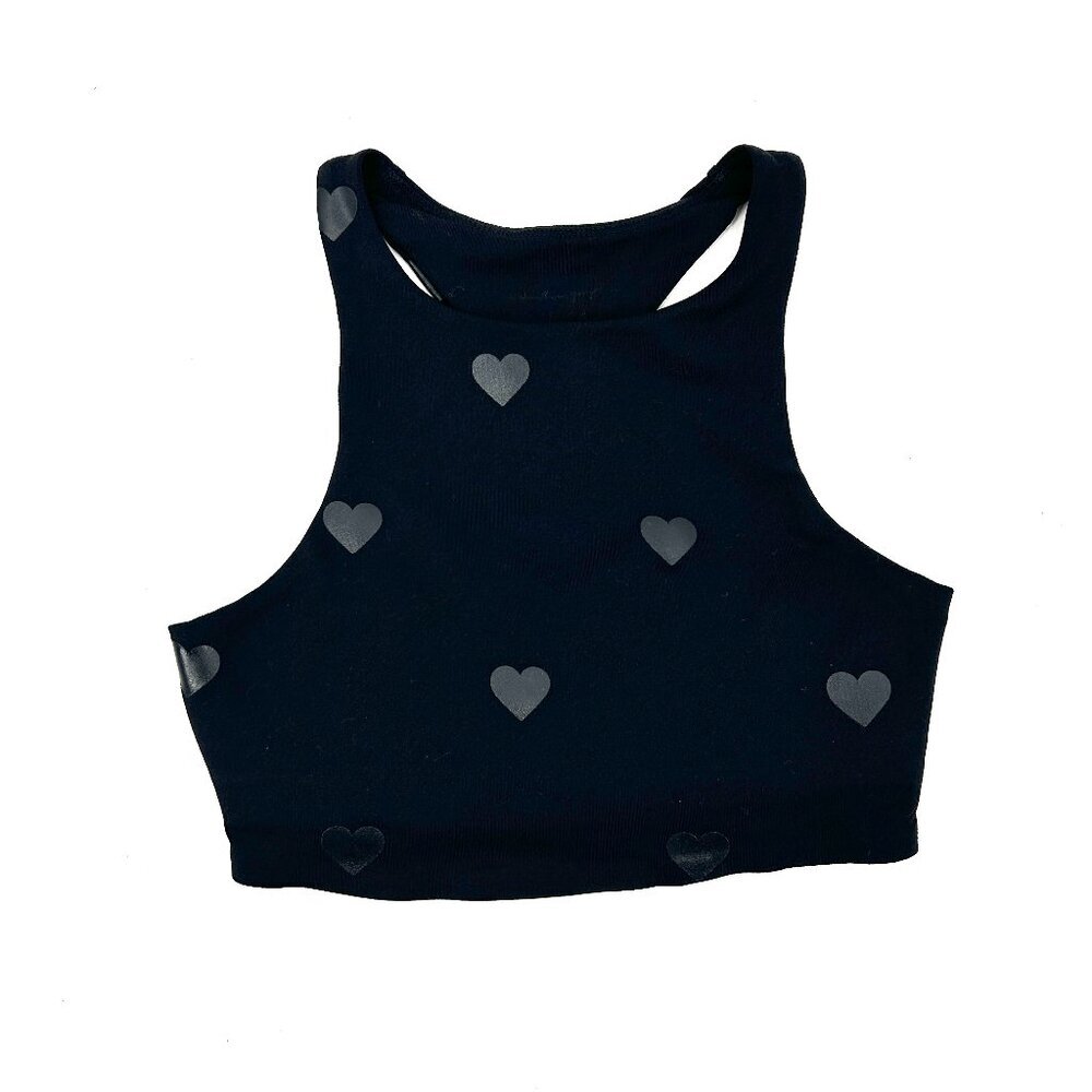 Spiritual Gangster Black Heart Print Racerback Sports Bra